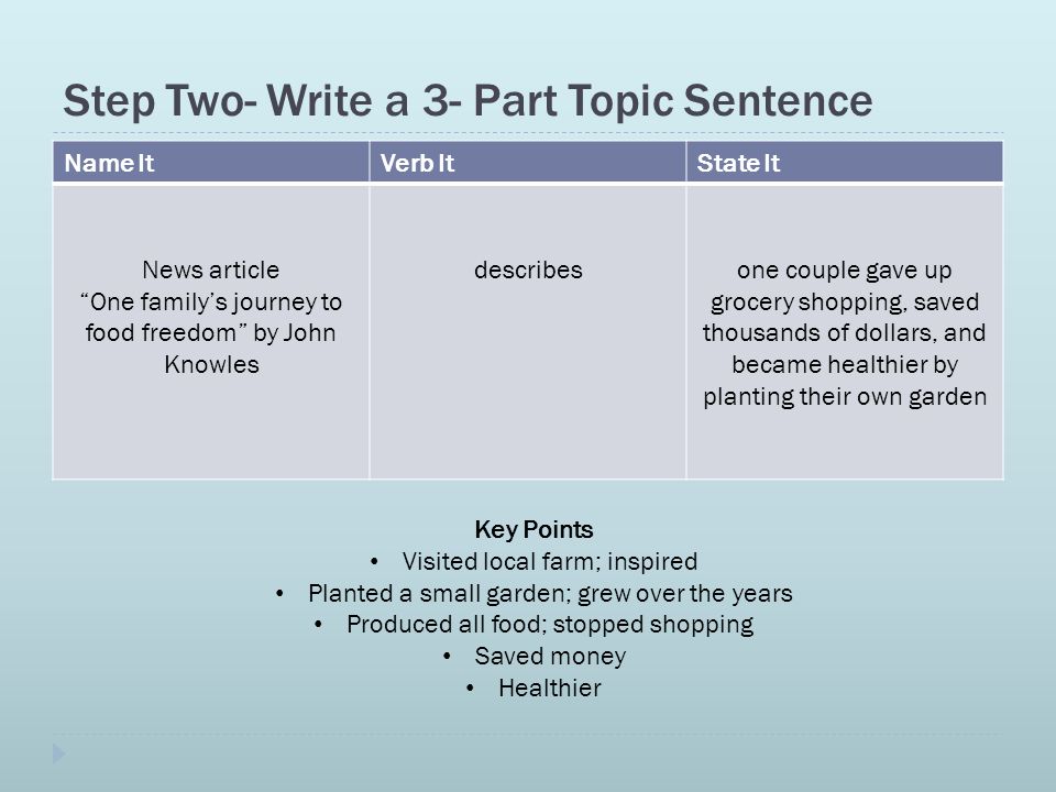 Key points to remember when writing a topic sentence